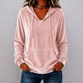 thumbnail image 2 of Staron Women's Hoodie Soft Hooded Long Sleeve V Neck Solid Casual Comfy Loose Pullover Sweatshirt Pink S, 2 of 5