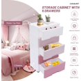 thumbnail image 4 of 5-Layer Drawers Dresser, Drawers Chest with Detachable Universal Wheel, PP Storage Chest of Drawers for Closet Bedroom Clothing Clothes Closet Organization, Pink Dresser, 4 of 9