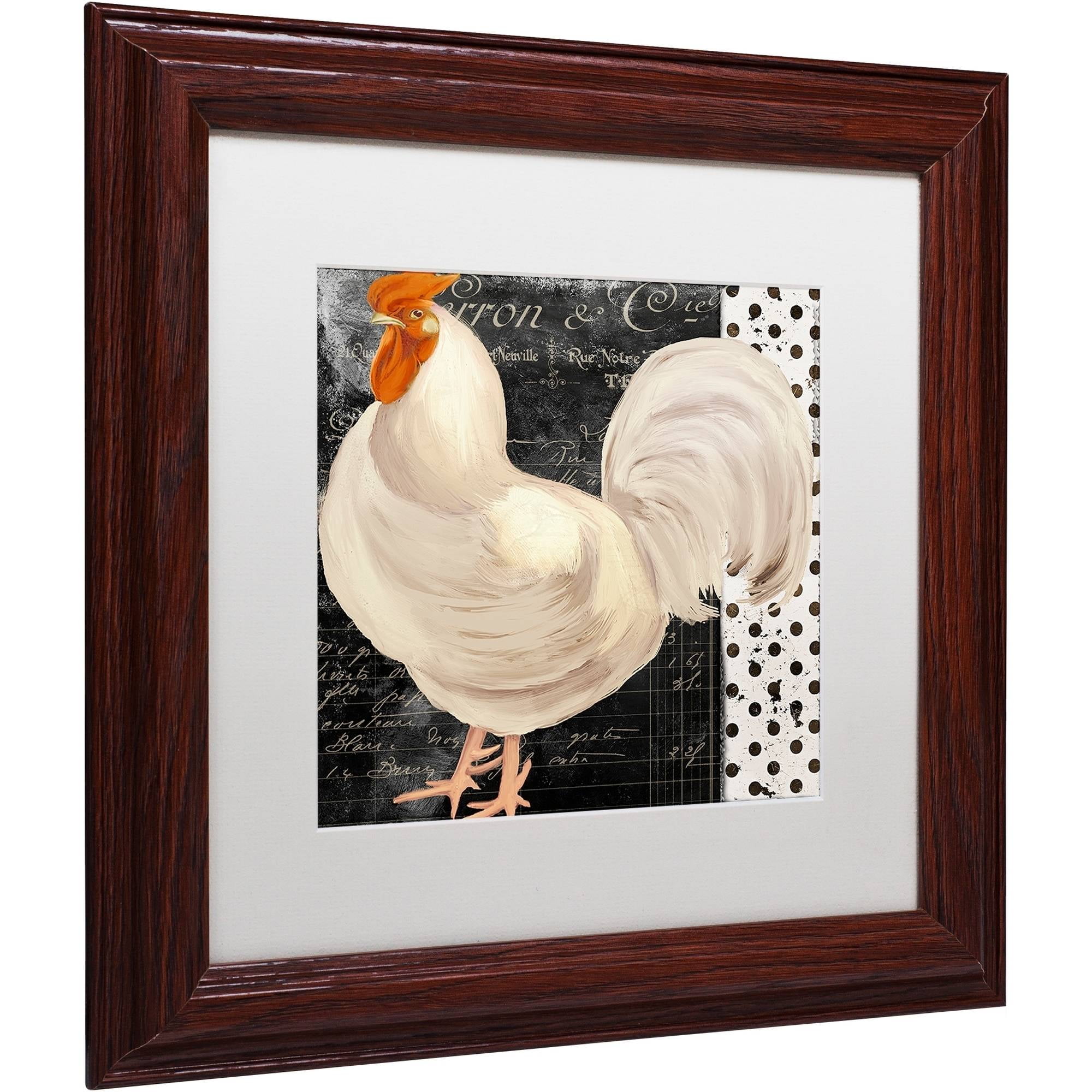 Trademark Fine Art "White Rooster Caf? II" Canvas Art by Color Bakery White Matte, Wood Frame