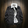thumbnail image 3 of Men's Retro Fashion Outdoor Fleece Lined Denim Jacket for Winter Casual Wear Christmas Holiday,Black,L, 3 of 7
