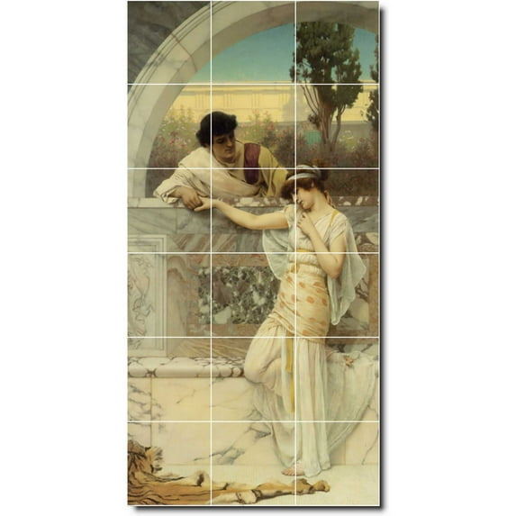 Ceramic Tile Mural-John Godward Men Women Painting 26. 36" w x 72" h using (18) 12 x 12 ceramic tiles