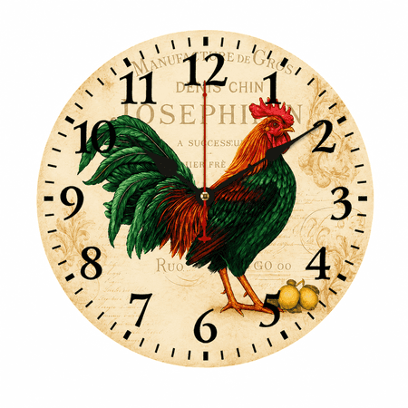 CozyHour 9.84 inch Rooster Wall Clock, Battery Operated Easy to Read Round Analog Farmhouse Wall Decor for Kitchen Dining Room