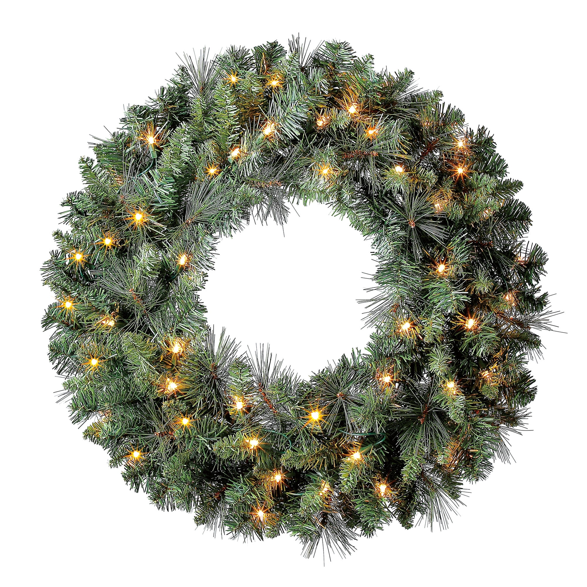 Holiday Time Pre-Lit Clear Scottsdale Pine Artificial Christmas Wreath, 24'