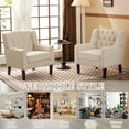 thumbnail image 5 of FRMALL Living Room Chairs Accent Chair Set of 2 linen Fabric Armchairs, Beige, 5 of 7