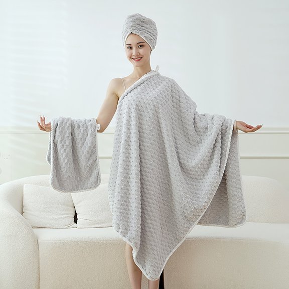 PRETXORVE Bath Towel Set, Large Bath Towels, Velvet Towel, Bath Towel and Bath Hat Set, Bath Towel Bathroom Set Deluxe Bath Towel Soft Cotton Towel Set High Absorbent Towel