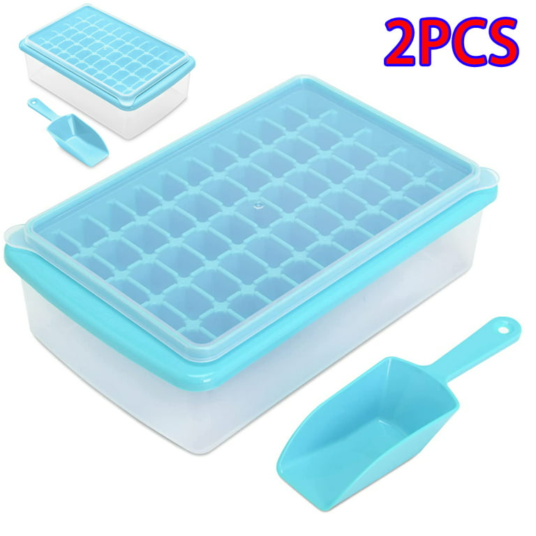 Skycarper 2PCS Ice Cube Tray with Lid and Container 55 - Freezer Ice Cube  Molds, BPA Free Ice Container, Comes with Scoop and Cover (Green) (Ice Tray  + Box + Scoop) 