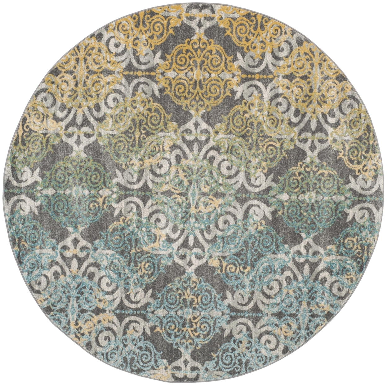 SAFAVIEH Evoke Keith Damask Distressed Area Rug, Grey/Ivory, 4' x 6'