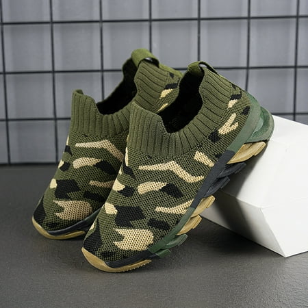 

Boys All Season Camo Green Sneakers