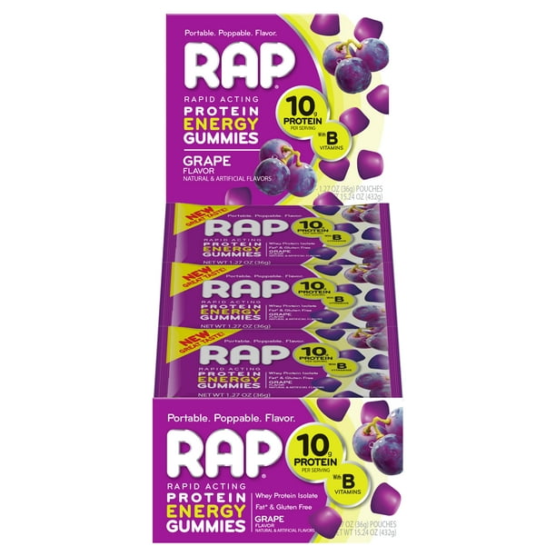 RAP Rapid Acting Protein Energy Gummies, Grape Flavor, 1.27 Oz