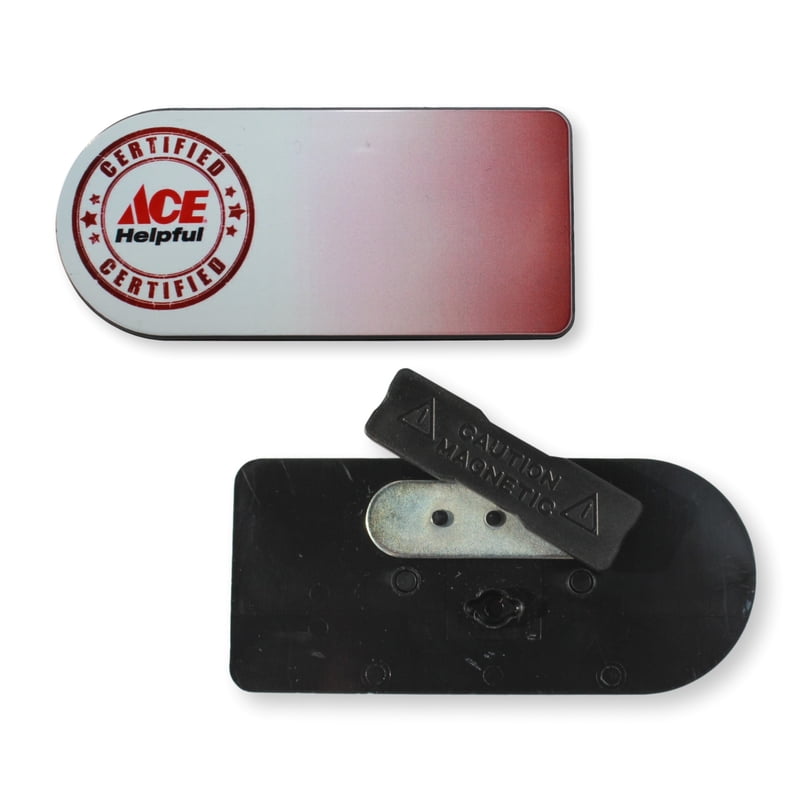 Certified Ace Helpful Red/White Magnetic Plastic Name Badge