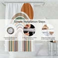 thumbnail image 4 of Mid Century Bohemian Bathroom Shower Curtain Colorful Stripes Arch Orange Sun Boho Shower Curtain with Plastic hookss Waterproof Fabric Polyester Shower Curtain Aesthetics Home Decor, 72x72 Inch, 4 of 6