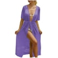 thumbnail image 2 of Aloohaidyvio Womens Swimsuit Cover Up Open Front Long Beach Kimono Cardigan Swim Bathing Suit Cover Ups with Drawstring, 2 of 5
