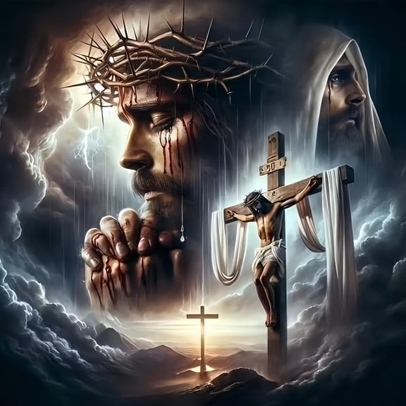 Diamond Art Kits for Adults Praying Jesus,5D Diamond Painting Kit for Beginners,DIY Round Full Drill Diamond Dot Gem Art Kits for Home Decor 12 X 12 Inch