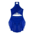 thumbnail image 4 of Manyakai Kids Girls Lyrical Dance Costume Front Cutout Leotard Dress Sleeveless Halter Neck Backless Blue 16, 4 of 9