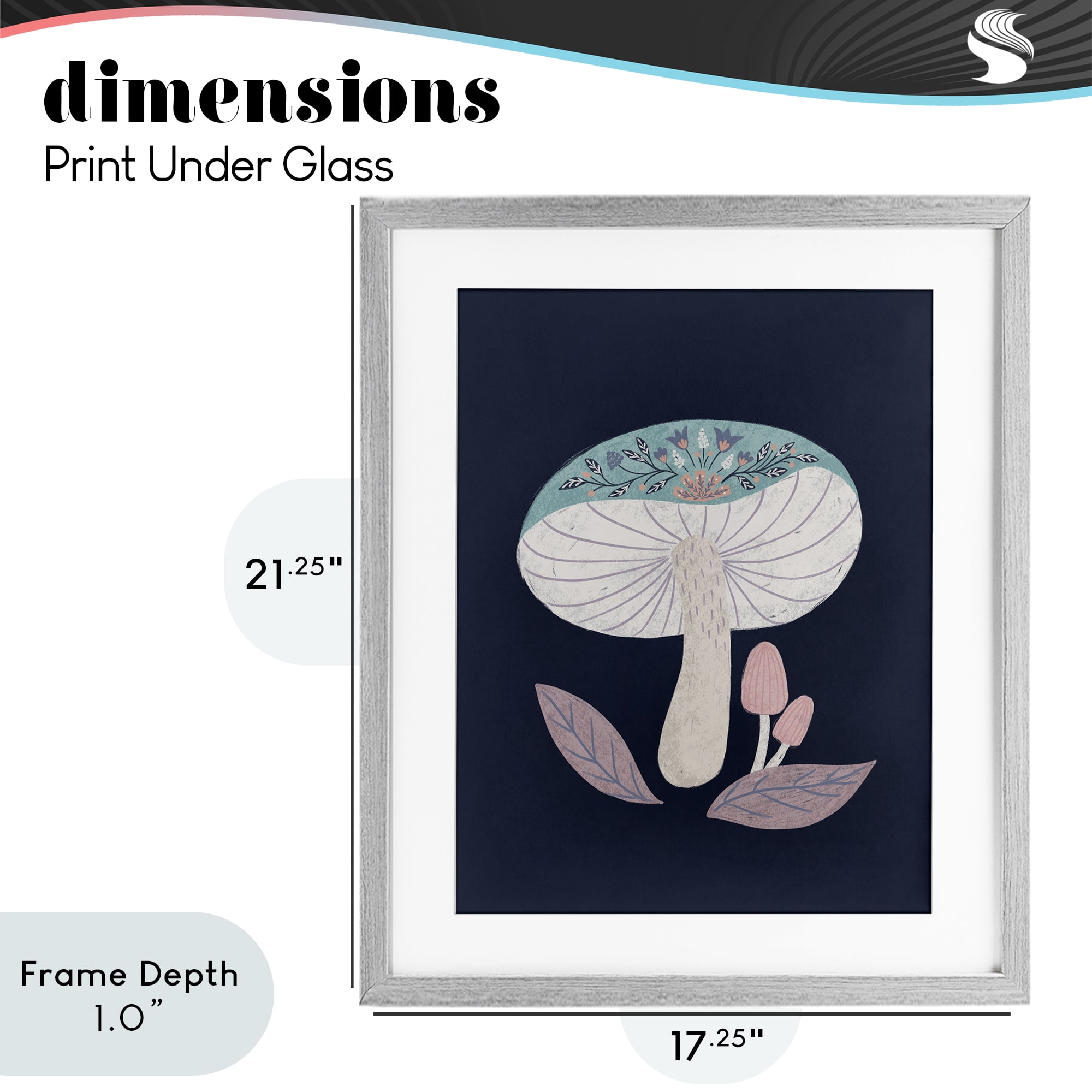 Stupell Industries Floral Cottage Mushroom Gray Framed Print Under Glass, design by Metka Hiti
