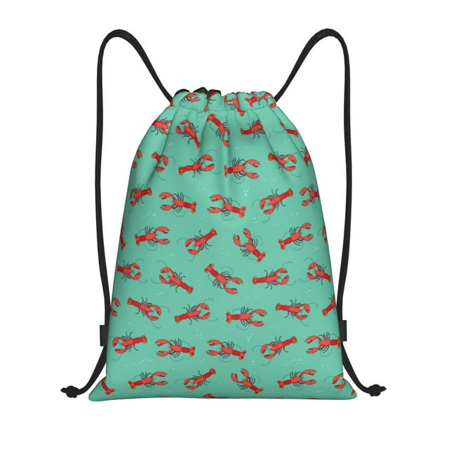 Fotbe Cartoon Lobsters 4 Bolsa Mochila con Cordón Estampada, Bolsa de Gimnasio Deportiva, Bolsa Cinch, Bolsa con Cordón para Hombres y Mujeres-Small