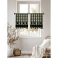 thumbnail image 3 of Checkered Stars Sheer Curtains 45 Inches Long 2 Panels Sage Green Black Plaid Art Light Filtering Semi Sheer Window Curtains Drapes for Bedroom Living Room 52"x45", 3 of 7