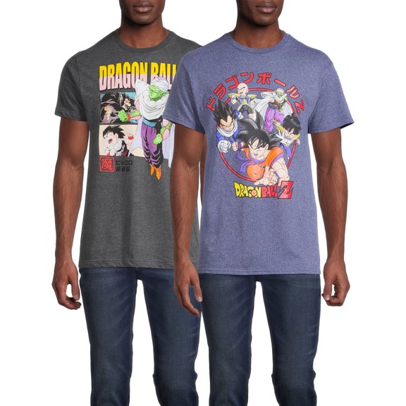 Dragon Ball Z Men's Short Sleeve Anime Graphic Tees, 2-Pack, Sizes S-3XL