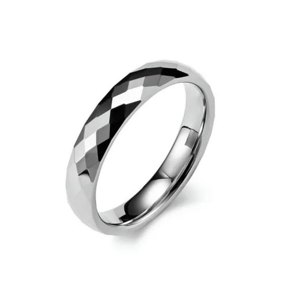 Men's Rhombus Band Tungsten Steel Wedding Ring Size 6-12 Black/Silver/Rose Gold