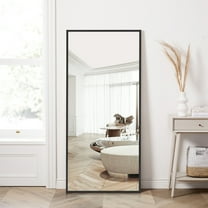 Wall Mirror 47"x22" Large Mirror Wall-Mounted for Bedroom Bathroom Living Room Aluminum Alloy,Black,no Stand
