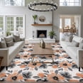 thumbnail image 3 of 8'x10' Area Rugs, Orange Floral Indoor Outdoor Area Rug for Living Room Bedroom, Abstract Watercolor Flower Leaf Plant Washable Bathroom Rugs Kitchen Floor Carpet Mats Home Decor Aesthetic, 3 of 8