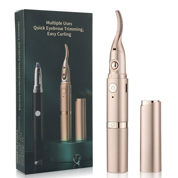 Eyelash Curler & Eyebrow Trimmer Combo, 2 in 1 Heated Lash Curler and Eyebrow Trimmer with 2 Heating Settings, Fast Heating, LED Light for Precise Shaping & Natural Curl