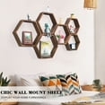 thumbnail image 2 of Hexagon Floating Shelves Set of 6 Honeycomb Shelves for Wall, Brown, 2 of 7