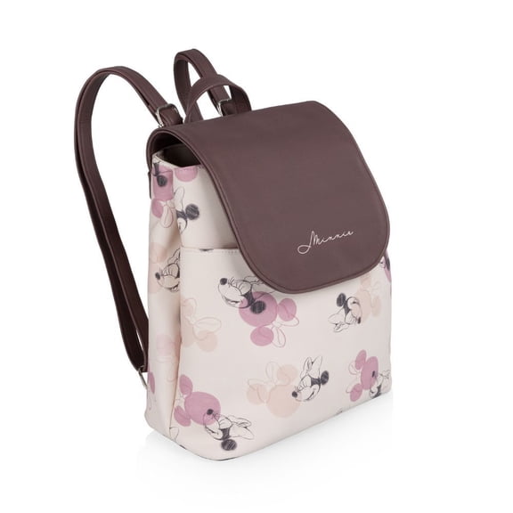 Oniva Disney Minnie Mouse Downtown 6 qt. Mini Cooler Backpack, Beige with Vintage Pink Sketch
