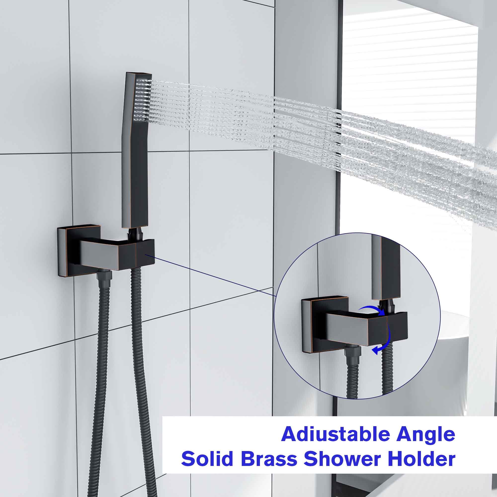 Shower System - Waterfall Tub Spout Shower Faucet Set with 12 Inch Rain Shower Head Wall Mounted Shower Set ORB with Contain Rough-in Valve Body and Trim