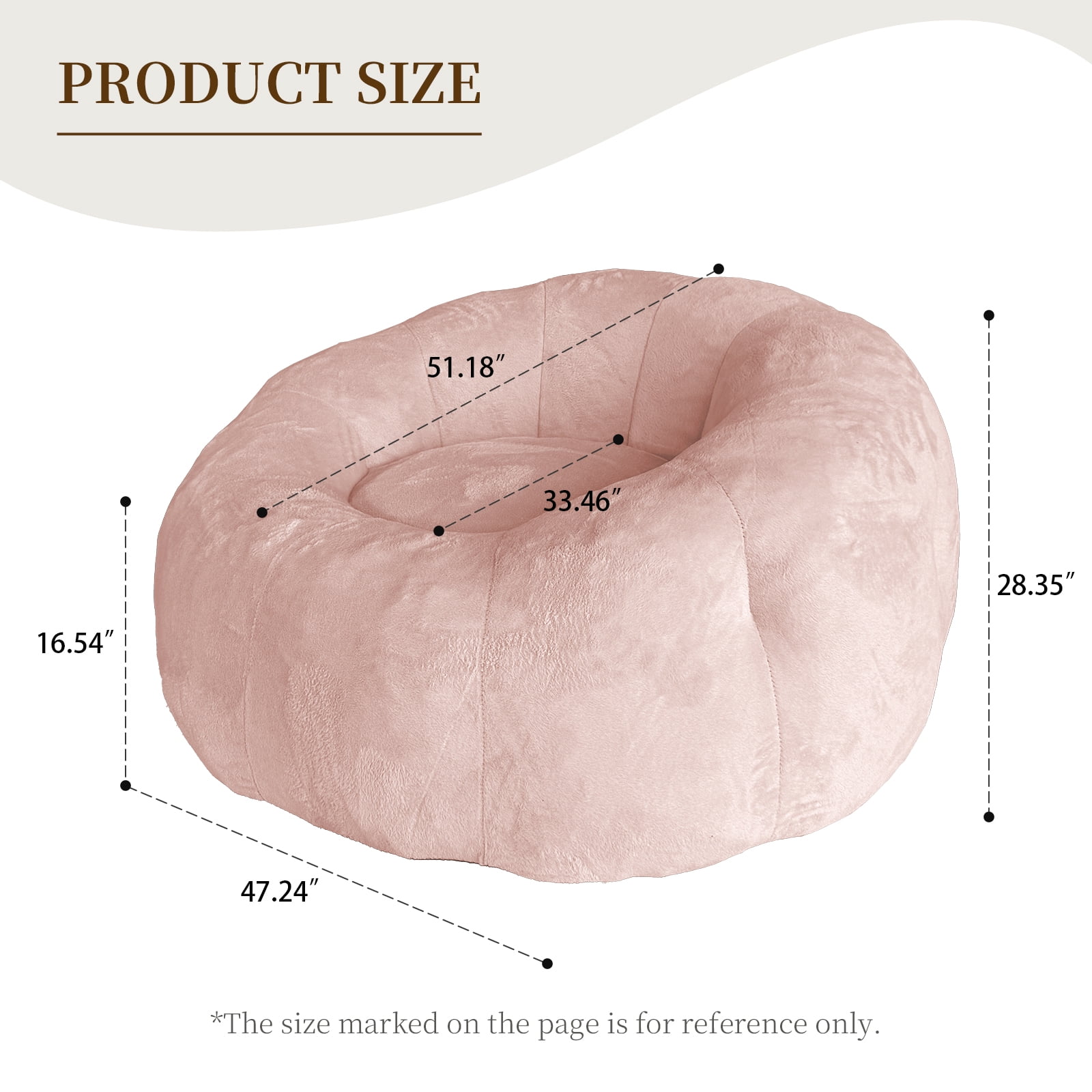 MOONMISS Round Floral Bean Bag Chair Large Soft Body-Contouring Lounger for Living Room Bedroom,Pink