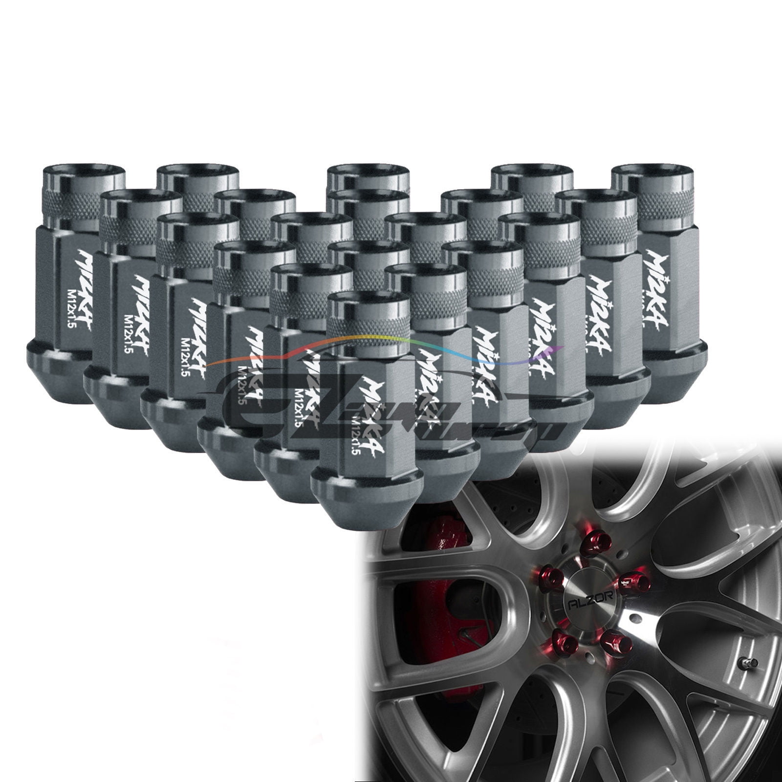 Universal M12X1.5 Locking Lug Nuts Thread Wheels Rims Aluminum Extended Gunmetal 