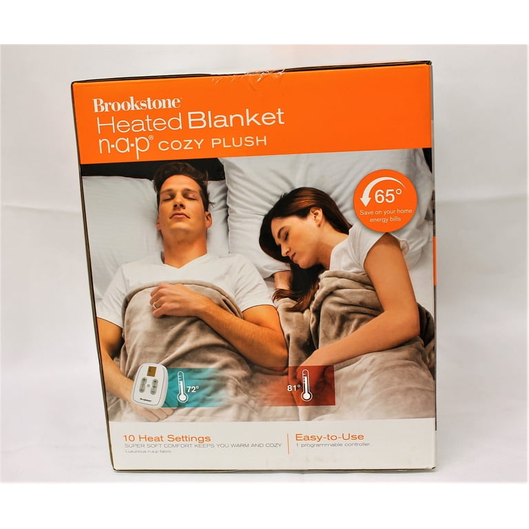 Brookstone N-A-P Cozy Plush Heated Blanket (Twin) (Light Gray) - Walmart.com