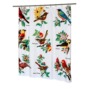 Carnation Home Fashions Audubon Fabric Shower Curtain 72L 70W