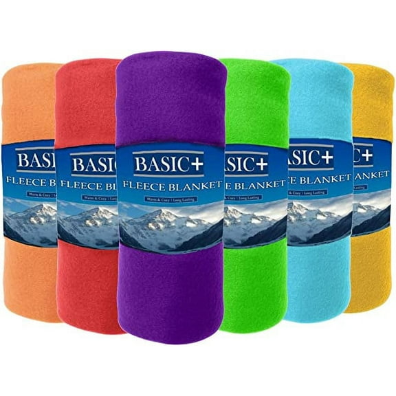 Basic Plus Wholesale Case Packed Fleece Throw Blankets & Decorative Furniture Covers Bulk of 24 by Premium (Assorted)
