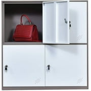 MECOLOR -Metal Gym Office School and Employee Locker Cabinet with 4 Doors White Color