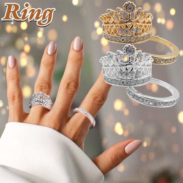 Ganfancp Señoras Moda Temperamento Dulce Rhinestone Forma Ofertas Del Día 1X Anillo