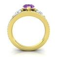 thumbnail image 4 of Diamond-Capitals 2.00 Carat Unique Pear Cut Amethyst Gemstone & Natural Diamond Wedding Ring for Women Solid 14K Yellow Gold Size 3, 4 of 8