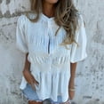 thumbnail image 4 of Tnhcen Haut Froissé d'Été pour Femme à Boutons devant, Col Rond, Manches Courtes - Grande Taille P-3TG / Polyester Décontracté Respirant Essentiels, 4 of 9