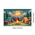 thumbnail image 2 of Outdoor Adventure Banner Happy Camper Tent Design Campfire Scene Decorative for Hiking Climbing Trekking, 2 of 9