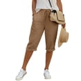 thumbnail image 5 of JJHGVB Cotton Linen Capris for Women Resort Wear for Women 2026 Beach Boho Pants Dress Shorts for Women Pedal Pushers for Women Cotton Linen Pants Baggy Shorts Women Beach Cropped Trousers Coffee S, 5 of 8