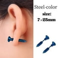 thumbnail image 4 of BNNG 2PCS Screw Piercing Earrings Punk Style Personalized Screw Earrings Personalized Earrings Funny Halloween Accessories Unisex Stainless Steel Piercing Cross Screws Hoop Earrings Ear Stud, 4 of 6