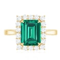 thumbnail image 4 of Rosec Jewels Certified Lab Grown Emerald Diamond Engagement Ring for Women - AAAA Grade Certified Emerald Cut Emerald Ring, 14K Yellow Gold, US 8.00, 4 of 8