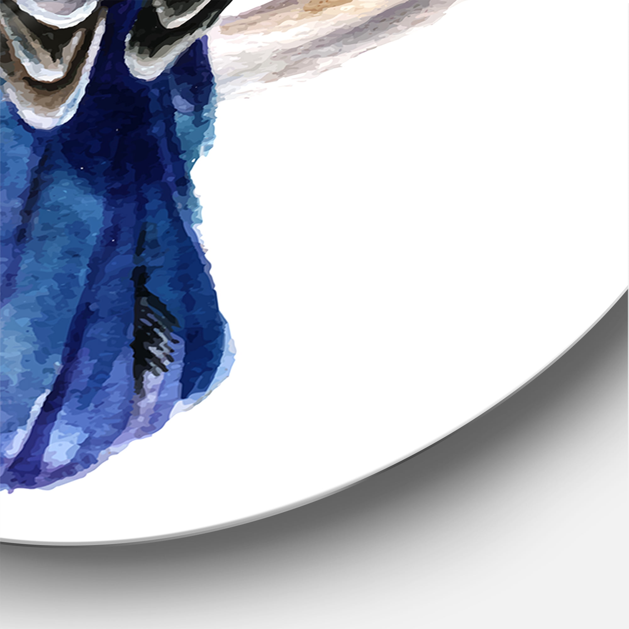 Designart 'Style Blue Kingfisher Bird' Traditional Circle Metal Wall Art 36x36 - Disc of 36