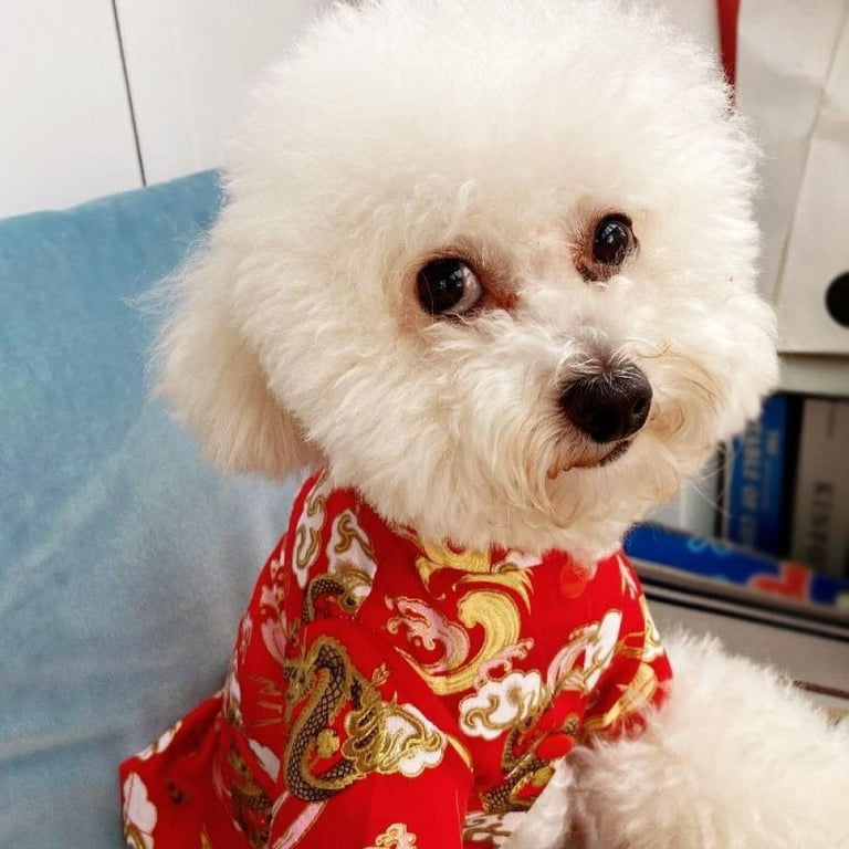 Dog Clothes Chinese Style Tang Suit Pet Dog Costume Chinese Costume Happy New Year Clothes for Small Dogs Cats