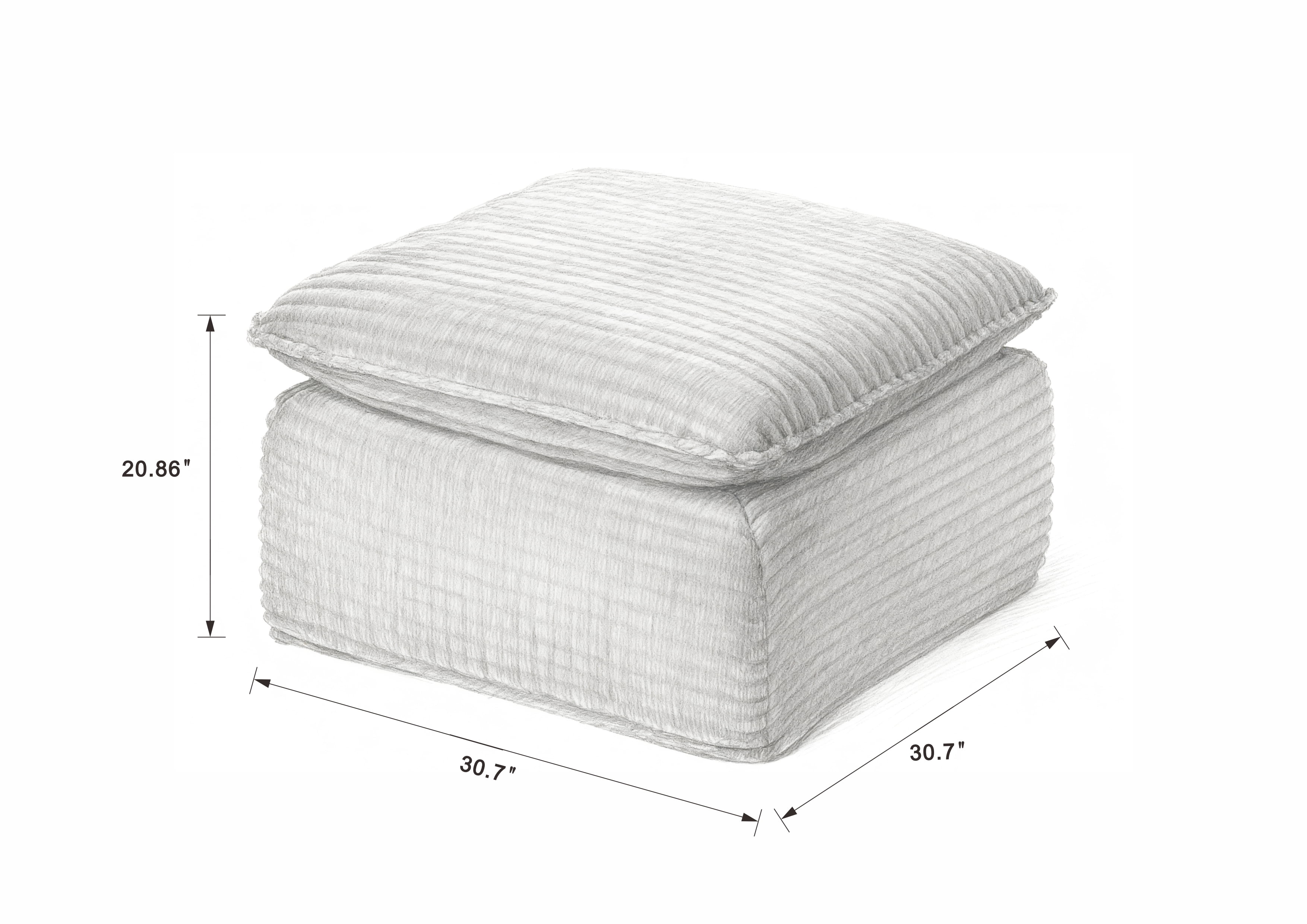 MAYEERTY Modern Modular Corduroy Sofa, White Cloud-Soft Sectional Couch for Apartment