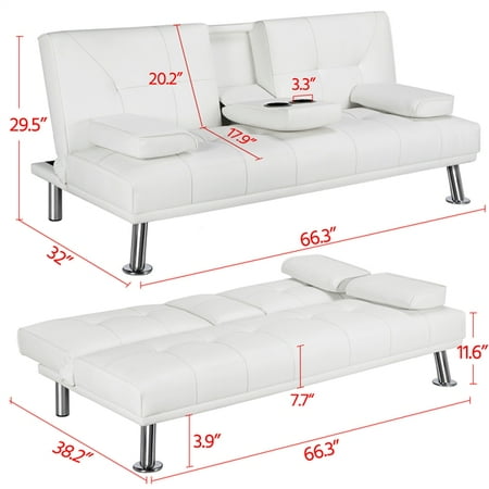 Shop for full futons in futons. luxurygoods modern faux leather reclining futon with cupholders and pillows white