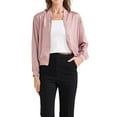 thumbnail image 3 of REFINED ATTIRE Casual Jacket for Women Zip Up Coat Long Sleeve Outerwear Lightweight Top S Dusty Pink, 3 of 6