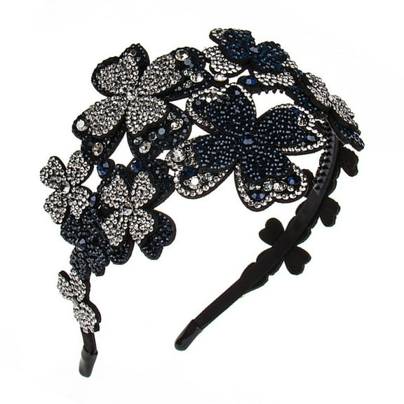 STRANDCHIC Vintage Style Rhinestone Flapper Hairband in Black with Glitter Crystal Design