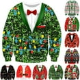 thumbnail image 3 of CAIXIA Christmas Sweater Men Cute Xmas Holiday Sweaters 3d Graphic Long Sleeve Pullover Top Christmas Clothes,Watermelon Red, 3 of 3