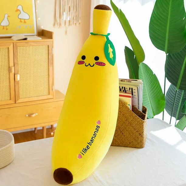Almohada de plátano, almohada larga, bonita cama perezosa, abrazo de piernas, muñeca súper suave para niña, juguete de peluche
